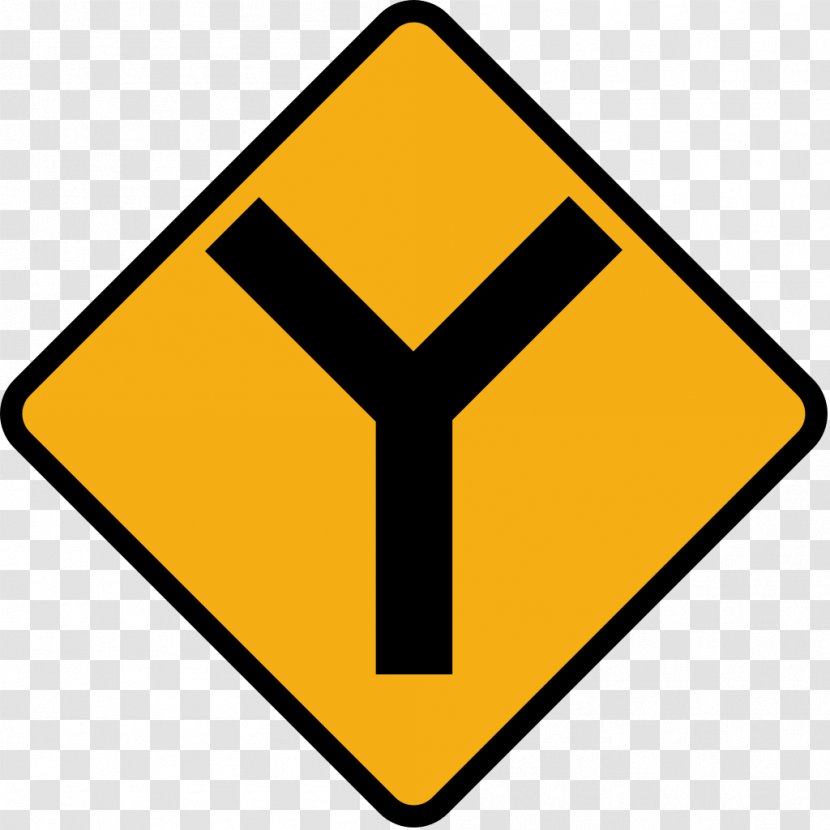 Three-way Junction Warning Sign Traffic - Road Transparent PNG