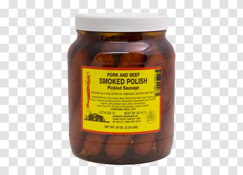 Polish Cuisine Rookworst Salami Game Meat Pickled Cucumber - Smoking - Sausage Transparent PNG