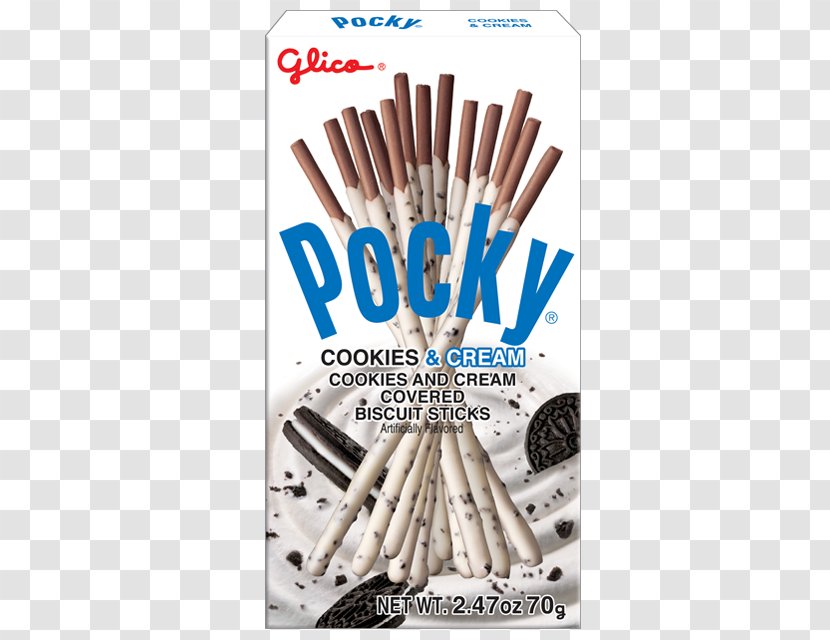 Pocky Cookies And Cream Chocolate Chip Cookie Biscuits - Wafer - Biscuit Transparent PNG