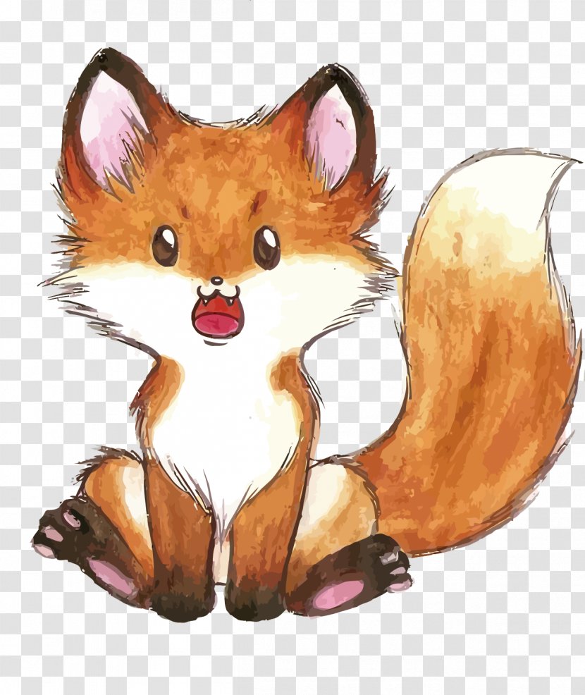 Drawing Fox Watercolor Painting Art Image - Whiskers - Cute Transparent PNG