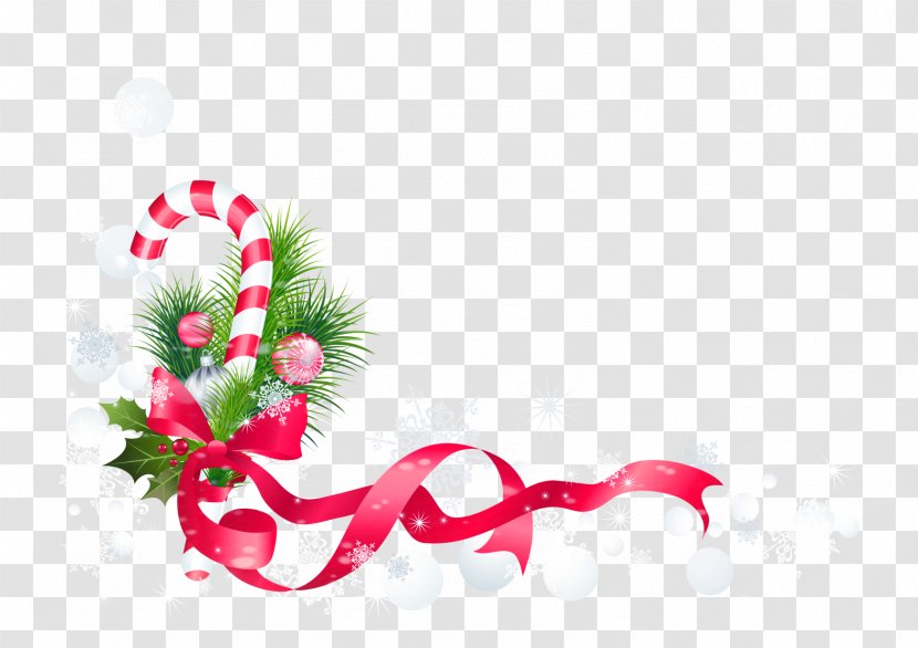 Candy Cane Christmas Decoration Clip Art - Floral Design - Vector Material Transparent PNG
