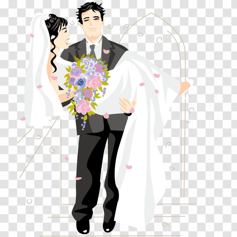 Wedding Marriage Bridegroom - Frame - The Bride And Groom Hold Vector Transparent PNG