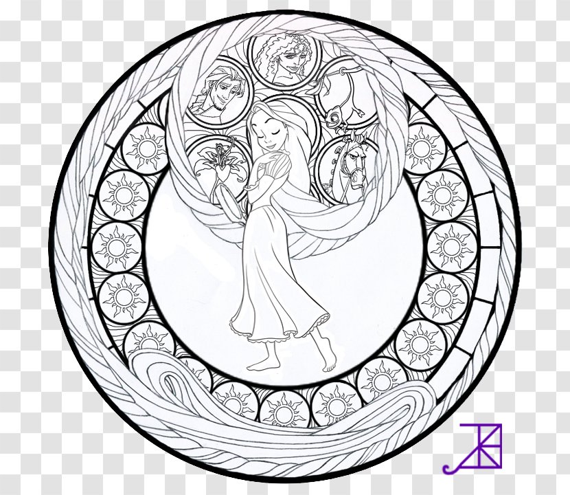 Window Coloring Book Stained Glass Tangled - Disney Princess Transparent PNG