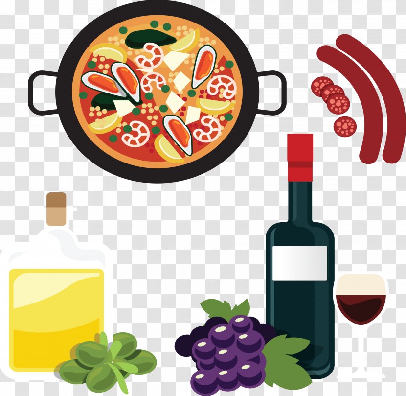 Spain Royalty-free Illustration - Vegetable - Spanish Wine And Food. Transparent PNG