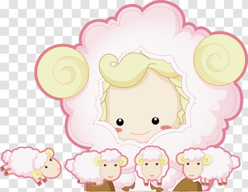 Sheep Goat - Cartoon - Mother And Baby Transparent PNG