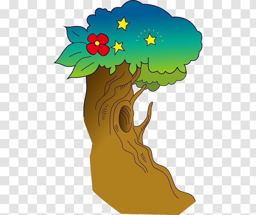Tree Euclidean Vector - Fictional Character - Flowers And Trees Painted Cave Stars Transparent PNG