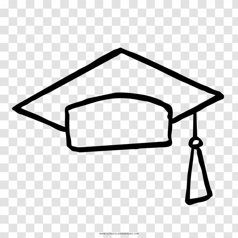 Square Academic Cap Coloring Book Drawing Graduation Ceremony Hat - Black And White - Virrete Transparent PNG