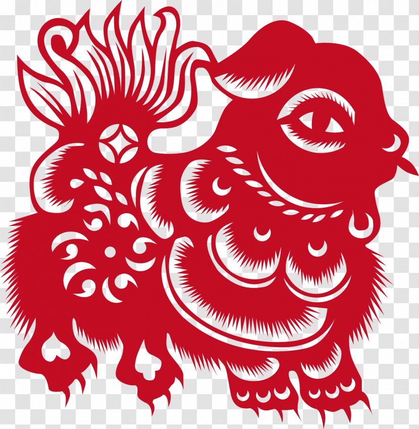 China Chinese Paper Cutting Papercutting Art - Frame - Red Lion Transparent PNG