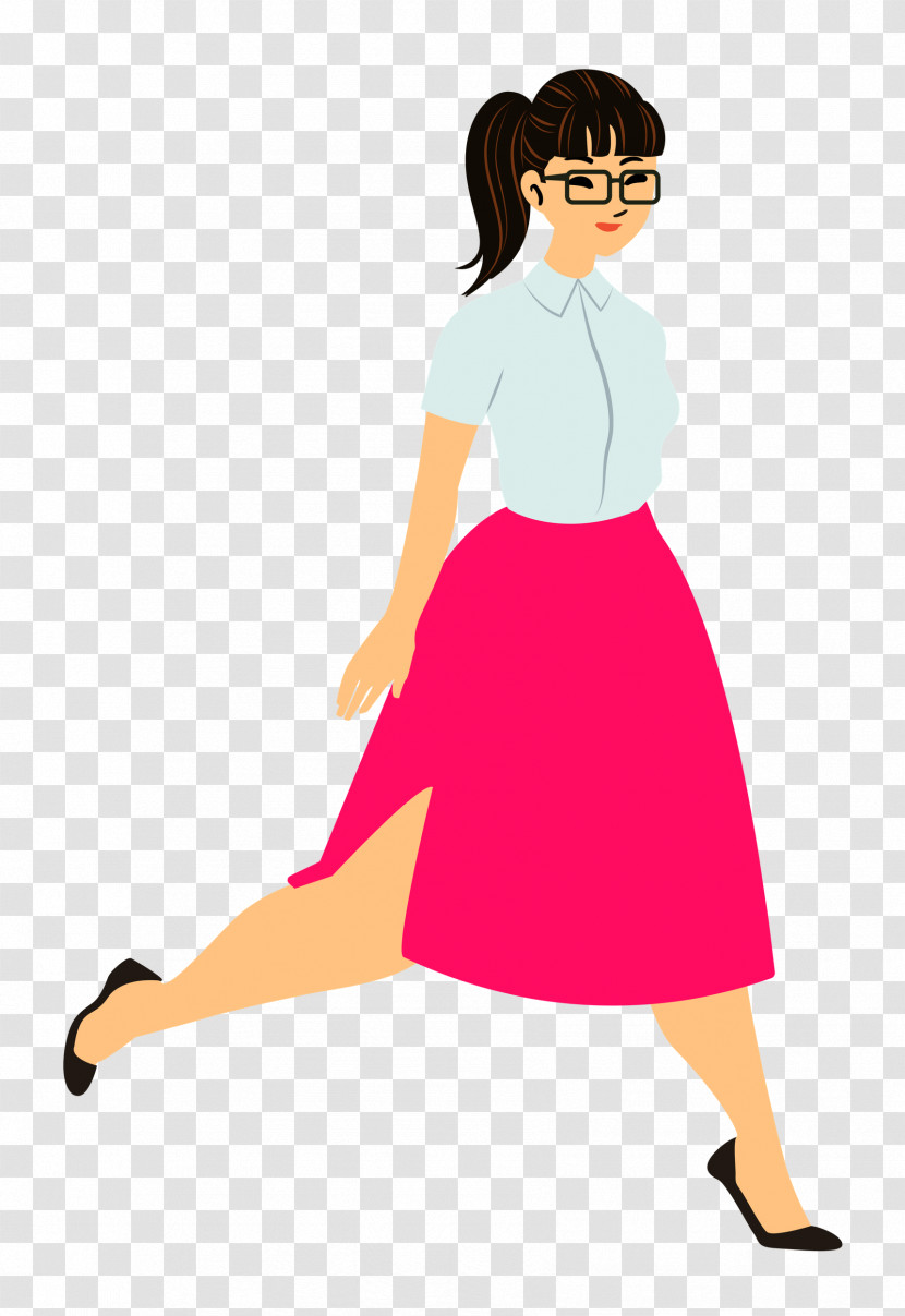 Walking Girl Skirt Transparent PNG
