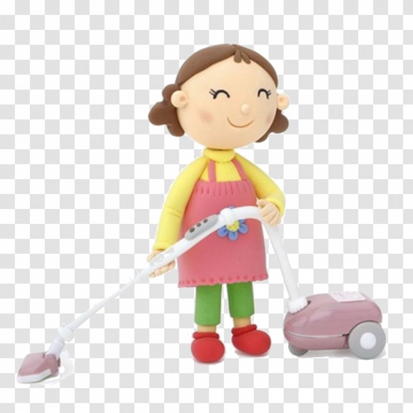 Housekeeping Child Cartoon Family Mother - Material - Is Being Put Into The Washing Machine Clothes Woman Transparent PNG