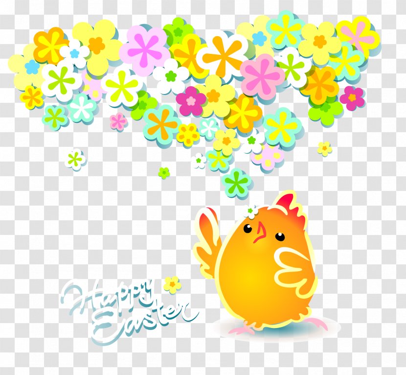 Flower Wreath Euclidean Vector Illustration - Yellow - Easter Chick Material Transparent PNG