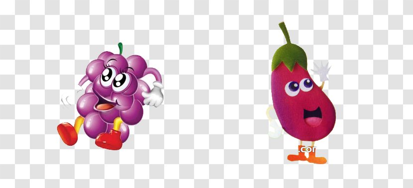 Fruit Illustration - Eggplant And Grapes Transparent PNG