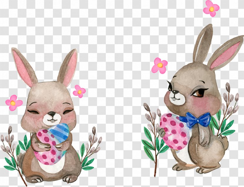 Rabbit Watercolor Painting Illustration - Vector Hand Painted Transparent PNG