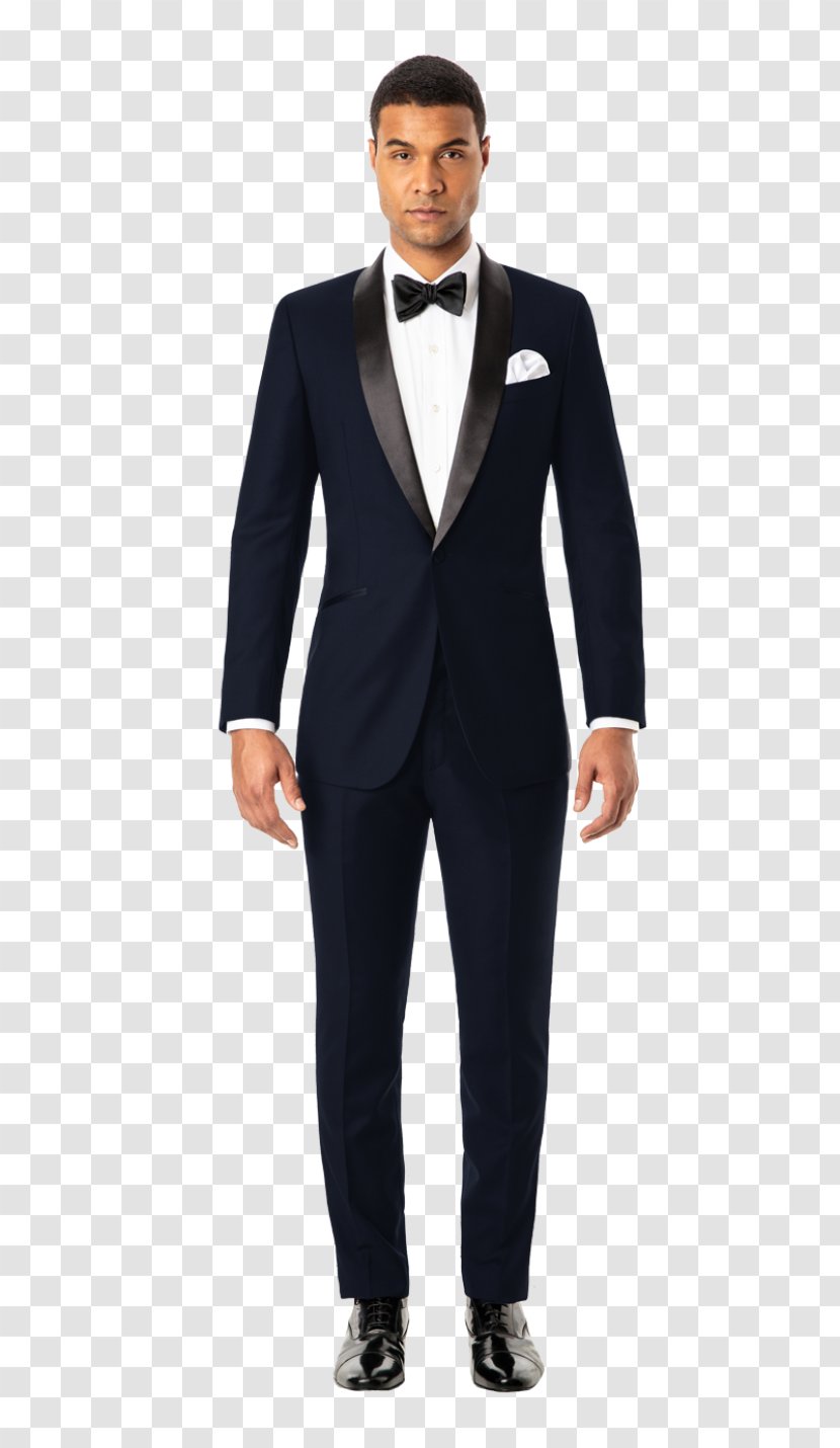 Lapel Tuxedo Suit Black Tie Navy Blue - Shawl Transparent PNG