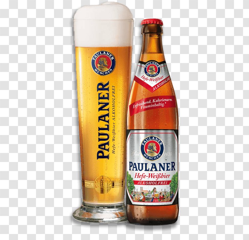 Wheat Beer Paulaner Brewery Non-alcoholic Drink Low-alcohol - Glass Bottle Transparent PNG