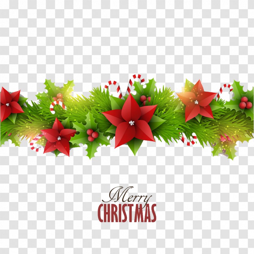 Christmas Tree Garland - Conifer - Decorative Arts English Word Free Pictures Transparent PNG