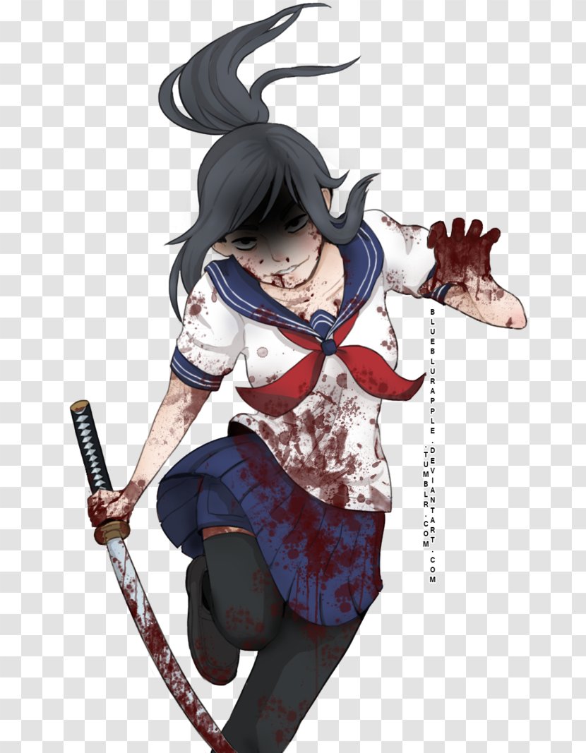 Yandere Simulator Yuno Gasai Drawing Fan Art - Heart - Katana Transparent PNG