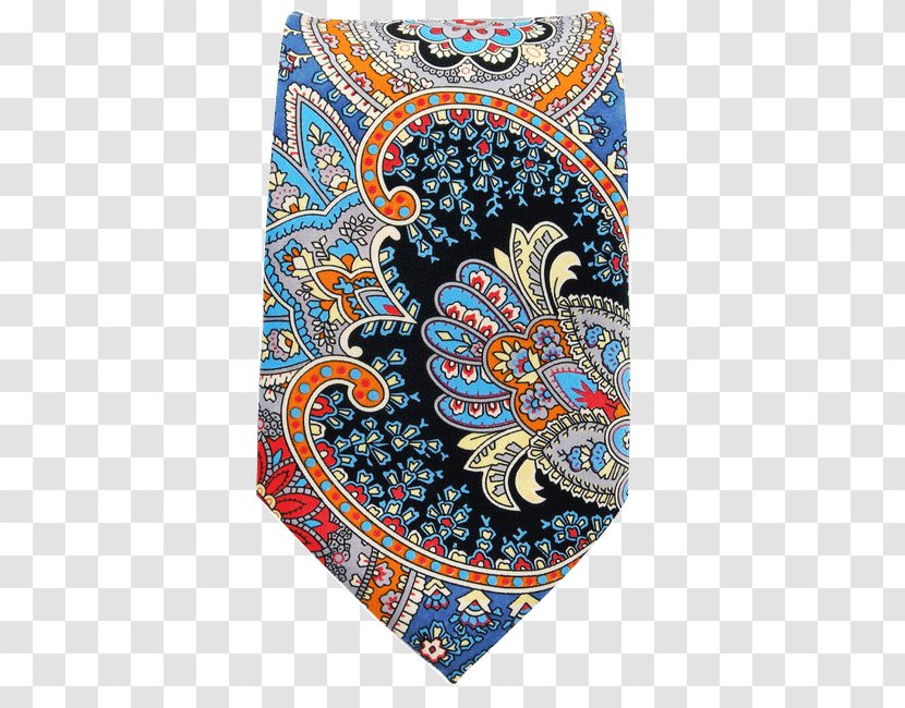 Paisley Textile Turquoise Blue Necktie - Multicolor Abstract Twisted Transparent PNG