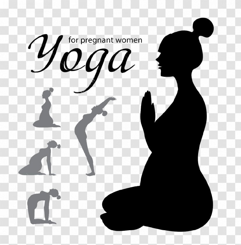 Back Pain Physical Exercise Pregnancy Yoga Stretching - Black And White Transparent PNG