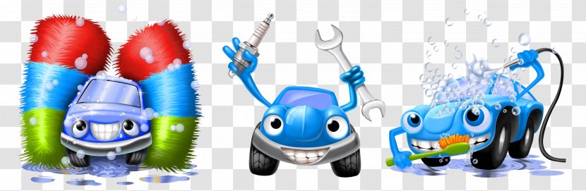 Car Wash Icon - Product Design - Hand-painted Blue Cartoon Washing Process Transparent PNG