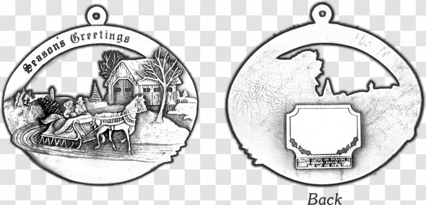 Santa Claus Medal Christmas Ornament Covered Bridge - Pewter Transparent PNG