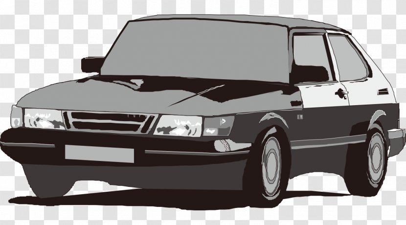 Car Clip Art - Automotive Design - Vector Cartoon Painted Black Hyundai Sedan Transparent PNG