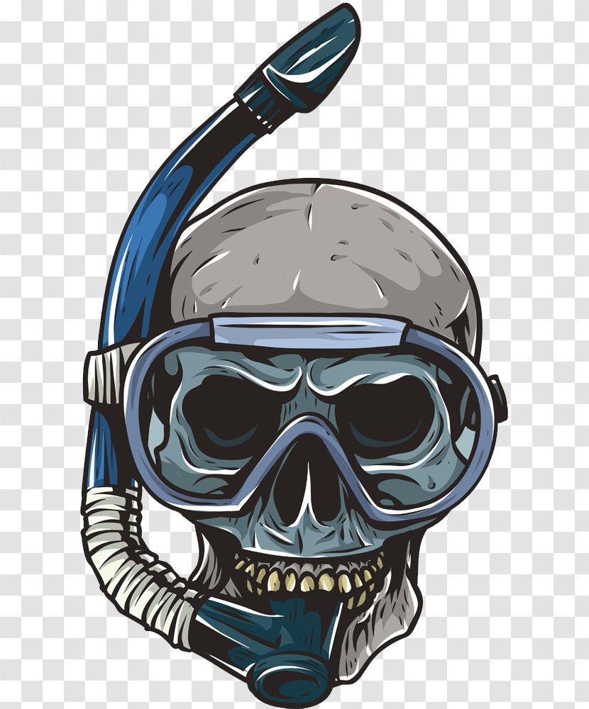 Skull Underwater Diving Skeleton - Bicycle Helmet - Head Transparent PNG