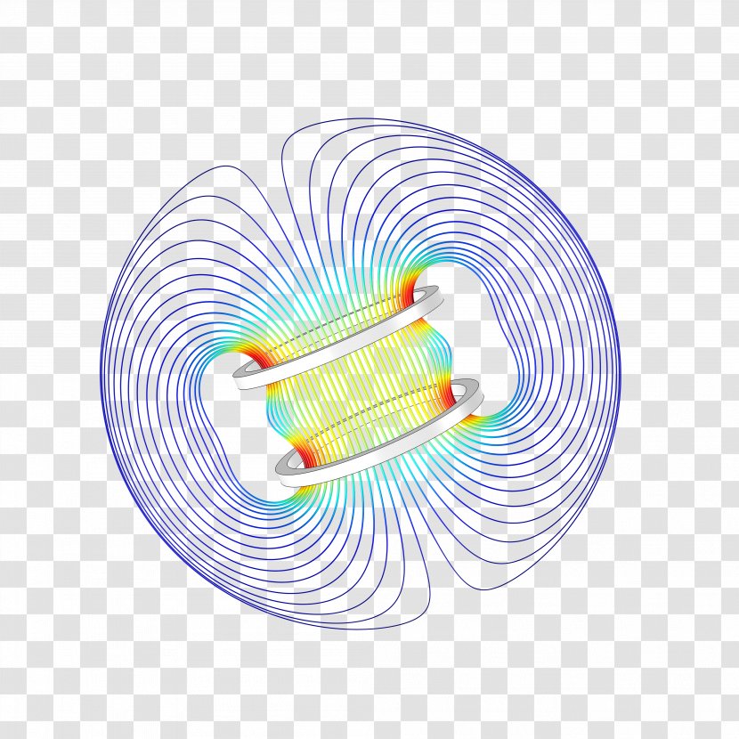 Helmholtz Coil COMSOL Multiphysics Electromagnetic Magnetic Field Electric Current - Wire - Corrugated Lines Transparent PNG