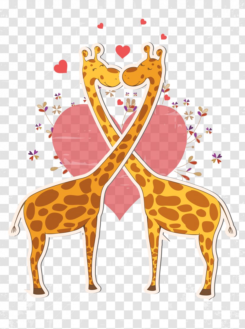 Valentines Day Northern Giraffe Greeting Card Gift Clip Art - Deer - Vector Transparent PNG