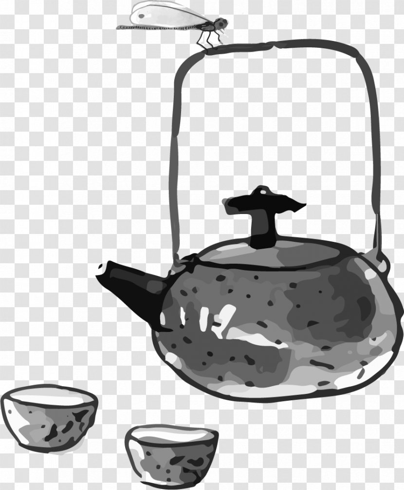 Teapot Chinese Cuisine Ink Wash Painting - Small Appliance - China Wind Creative Transparent PNG