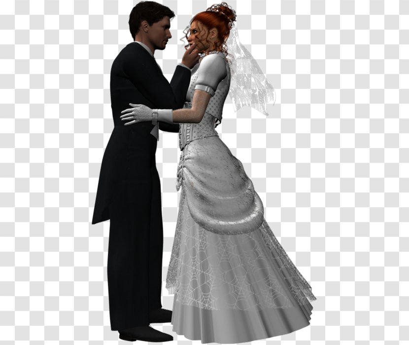 Wedding Dress Marriage Clip Art - Gown - Couple Transparent PNG