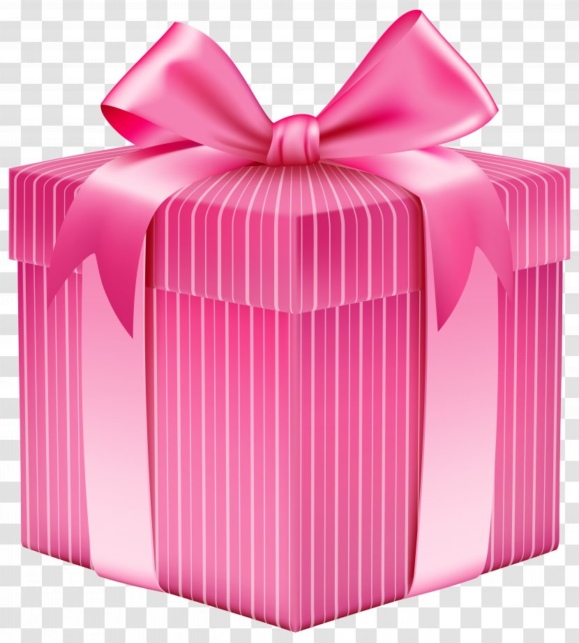 Christmas Gift Box Clip Art - Product - Pink Striped Clipart Picture Transparent PNG
