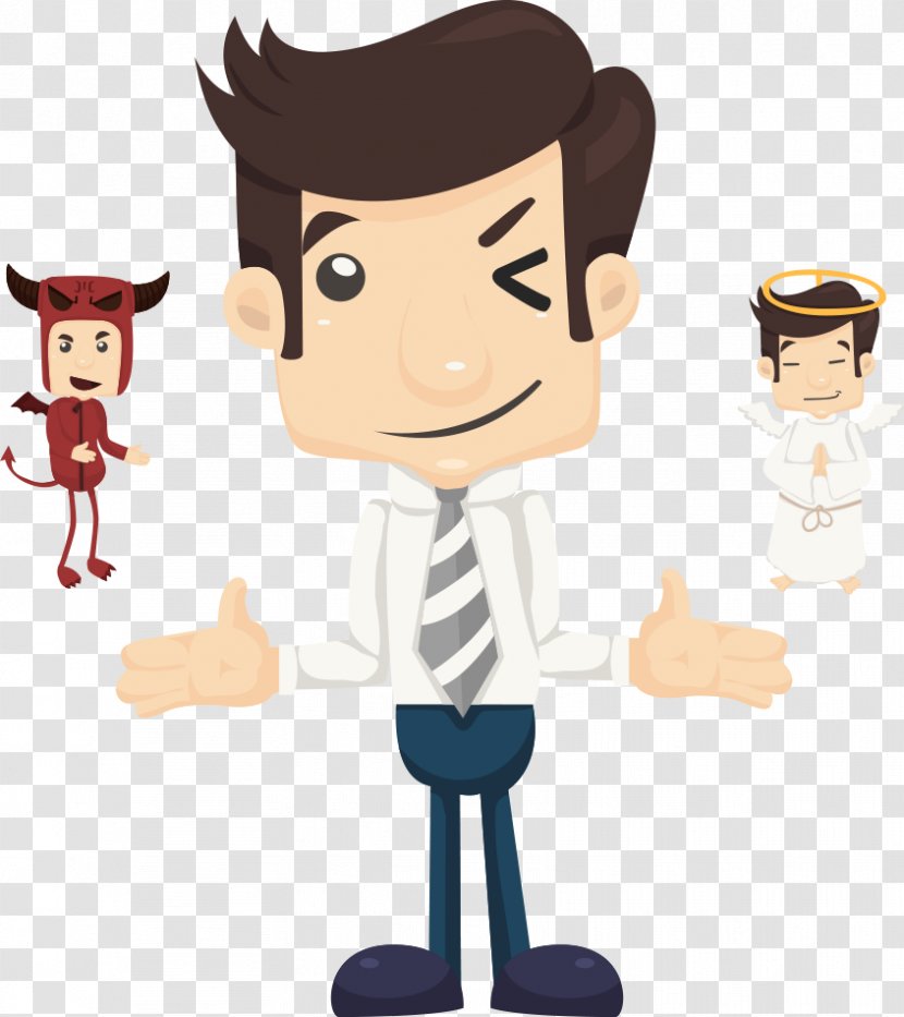 Cartoon Businessperson Royalty-free Stock Photography - Gentleman - Vector Angel And Devil Choice Transparent PNG