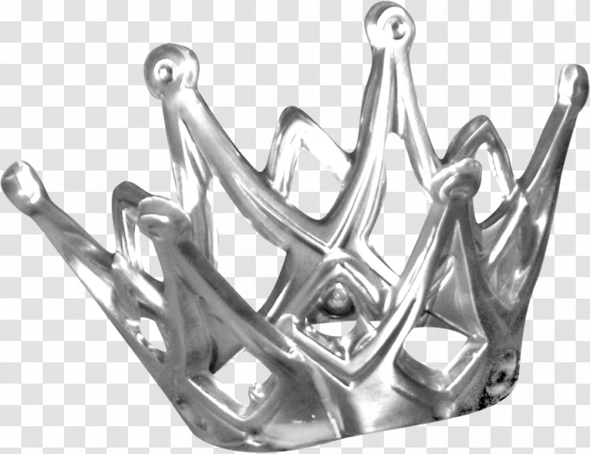 Silver Crystal Crown - Black And White - Headgear Transparent PNG