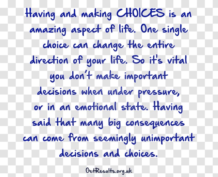 Choice Decision-making Life Document Handwriting - One Decision Make The Single That Will Lead Transparent PNG