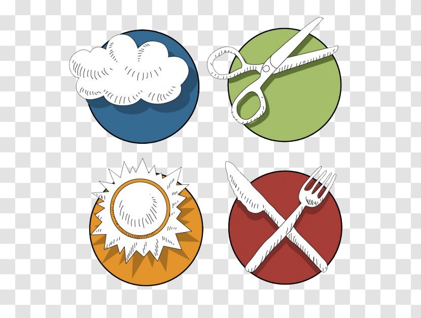 Euclidean Vector Icon - Material - Sun Clouds Scissors Knife And Fork Transparent PNG