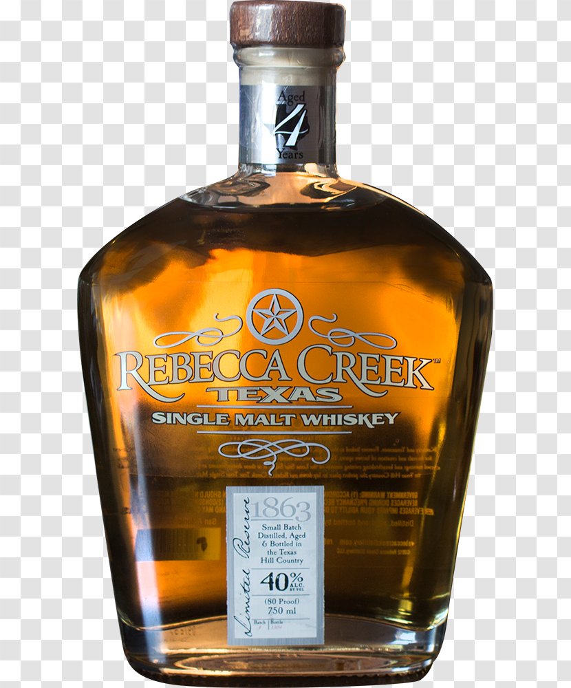Bourbon Whiskey Distilled Beverage Single Malt Whisky Rebecca Creek Distillery - Bottle Transparent PNG