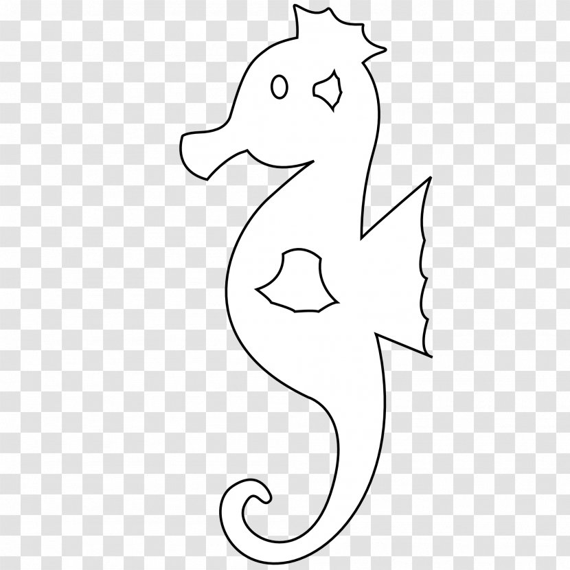 Seahorse Drawing Line Art Black And White Clip - Aquatic Animal Transparent PNG