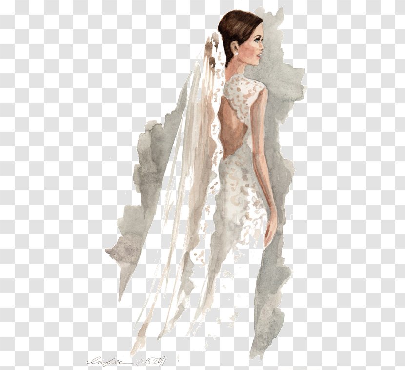 Drawing Bride Fashion Illustration Sketchbook Sketch - Silhouette Transparent PNG