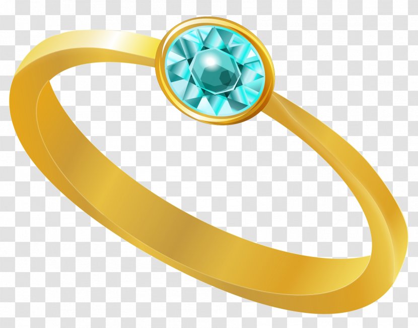Engagement Ring Jewellery Diamond Clip Art - Yellow - Golden With Blue Clipart Transparent PNG