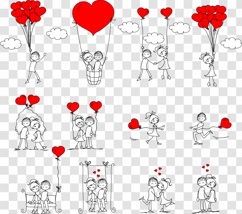 Drawing Romance Love Stick Figure - Watercolor - Couple Holding Caring Transparent PNG