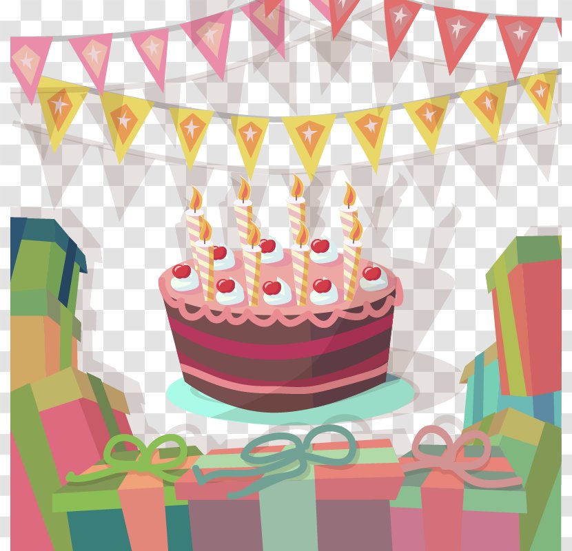 Birthday Cake Wedding Greeting Card - Party - Retro Vector Material Transparent PNG