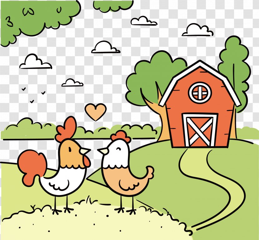 Chicken Painting Cartoon Illustration - Plant - Children Farm Transparent PNG