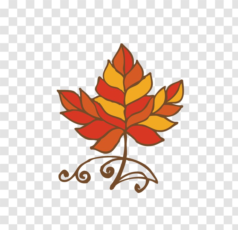 Maple Leaf Illustration - Orange - Hand-painted Transparent PNG