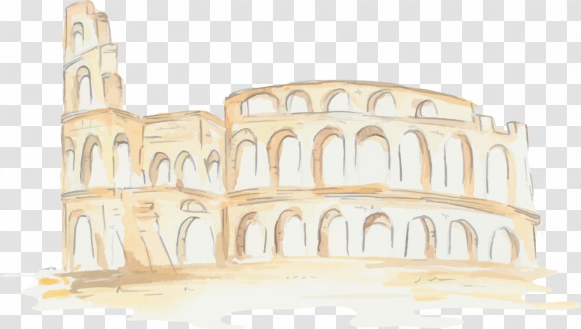 Colosseum Ancient Rome Roman Architecture - Architectural Style - Watercolor Painted Transparent PNG