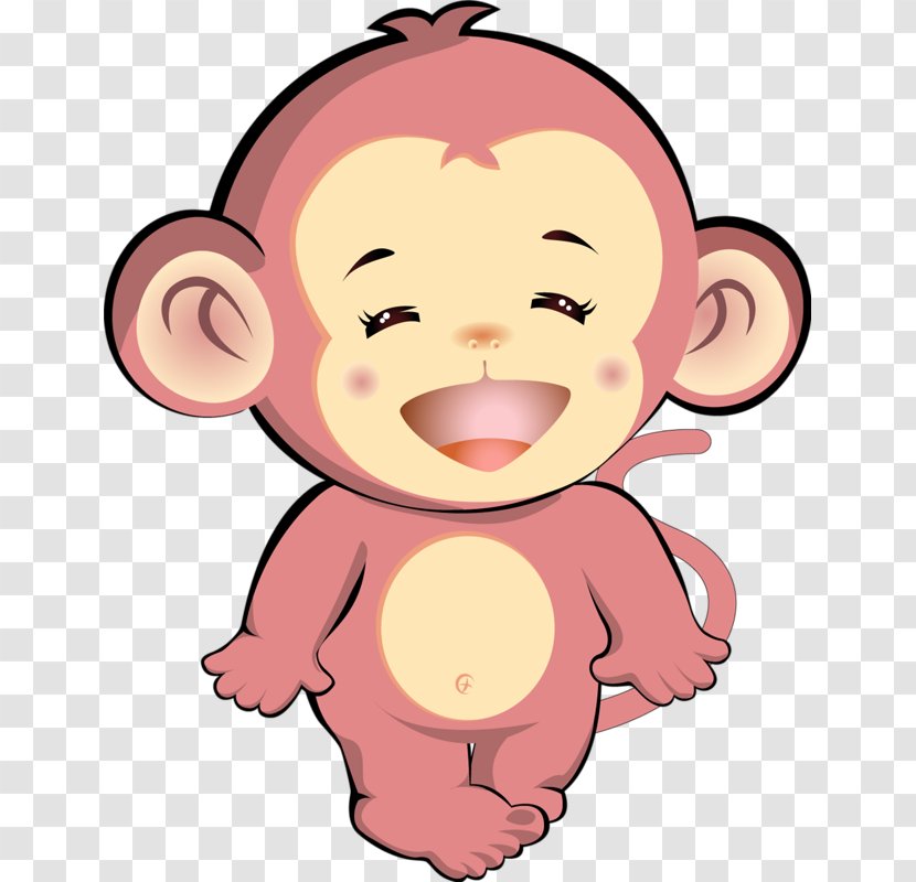 Cartoon Monkey - Frame - Pink Transparent PNG