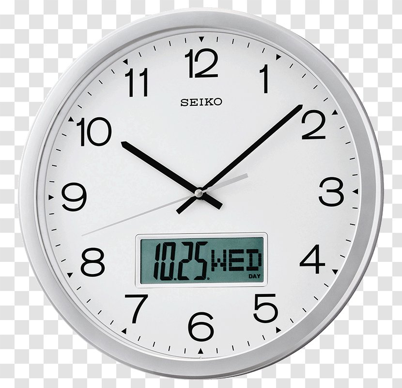 Seiko Plastic Wall Clock (36.8 Cm X 36.8 4.3 Cm, Black) Jam Dinding LCD Calendar Analog Transparent PNG