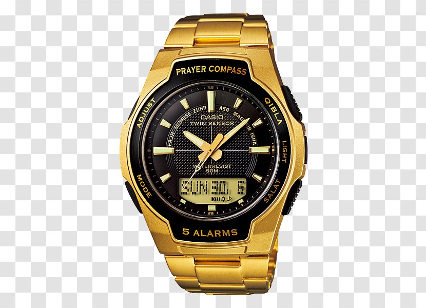 Qibla Compass Watch Casio Pro Trek Clock - Yellow Transparent PNG