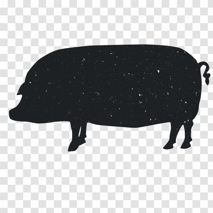 Domestic Pig Silhouette Animal Computer File - Black And White - Silhouettes Transparent PNG