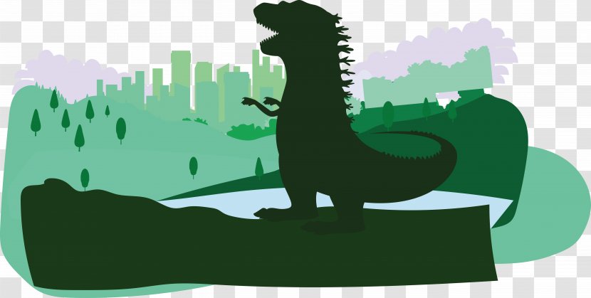 DINOSAURS COUNTER ATTACK 3D Godzilla Euclidean Vector Illustration - Monster - Dinosaur Attack Transparent PNG